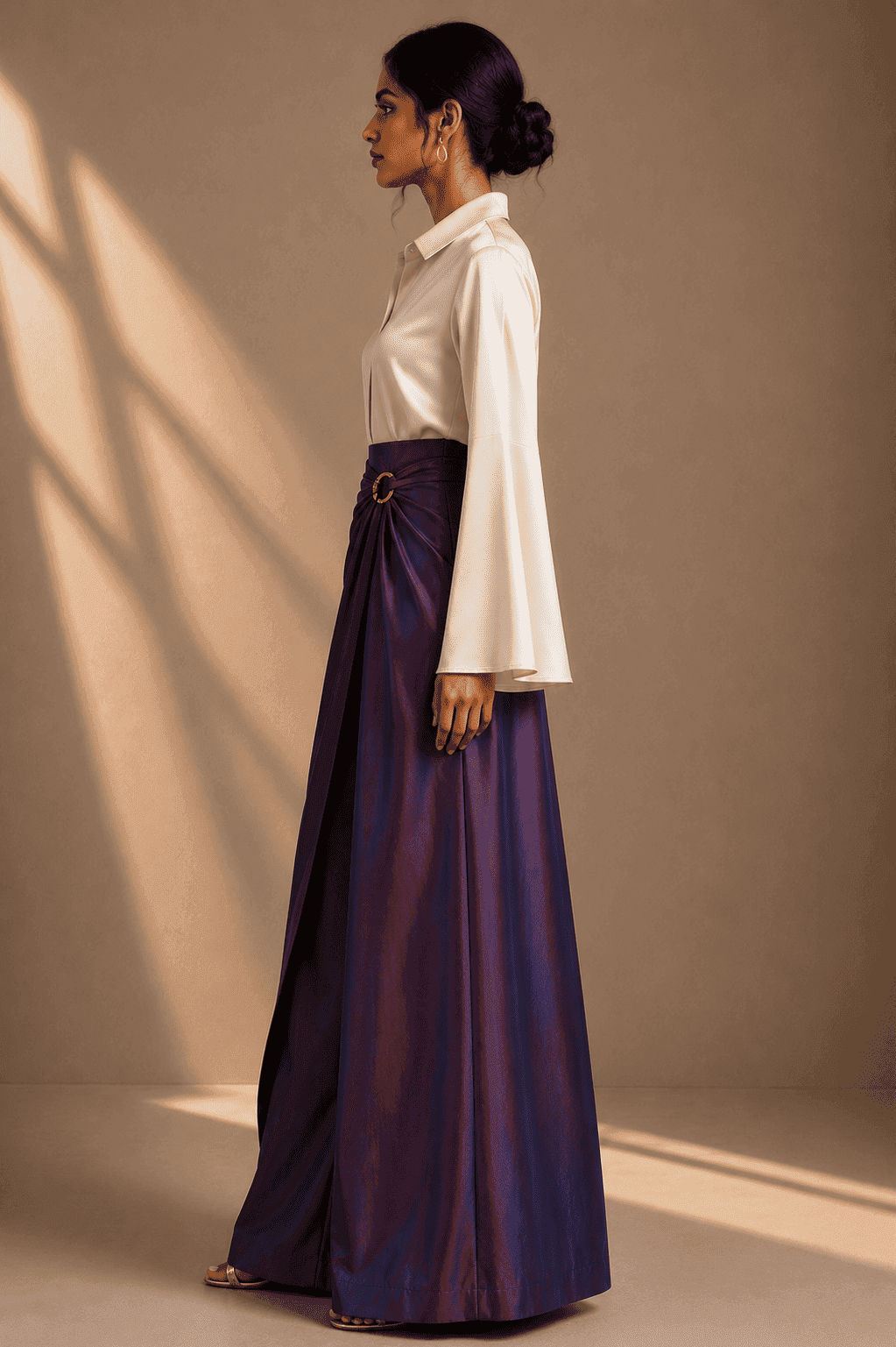 SCULPTED WRAP PALAZZO SILK